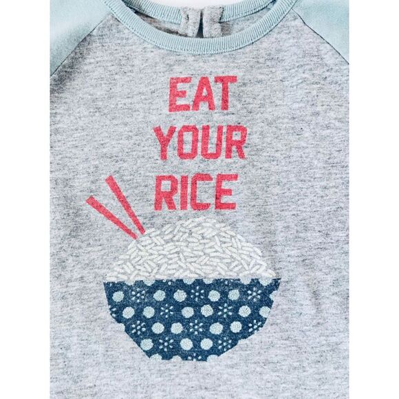 3/$30 Tea Collection Infant Baby 6-12 Months “Eat Your Rice” Top - Picture 5 of 5